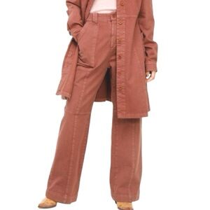 LACAUSA Wide Leg Trousers Cocoa Terracotta Wash Sustainable Made in LA size 2